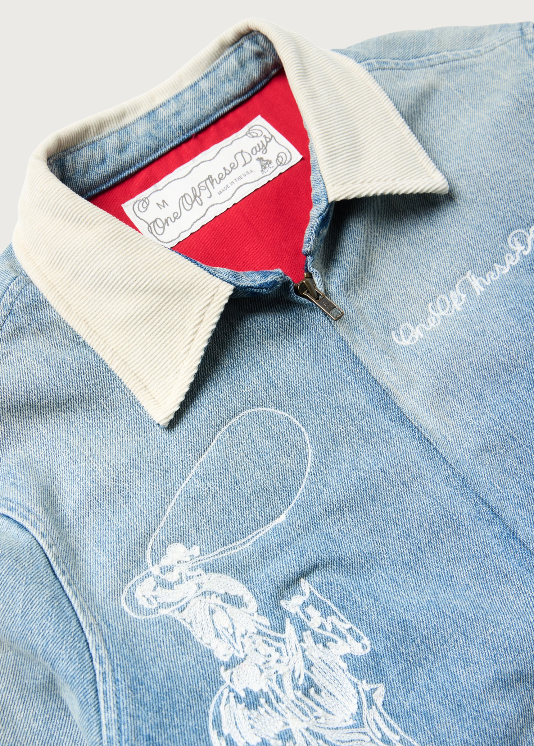 Chain-Stitched Leisure Jacket | Light Washed Denim - Image 3