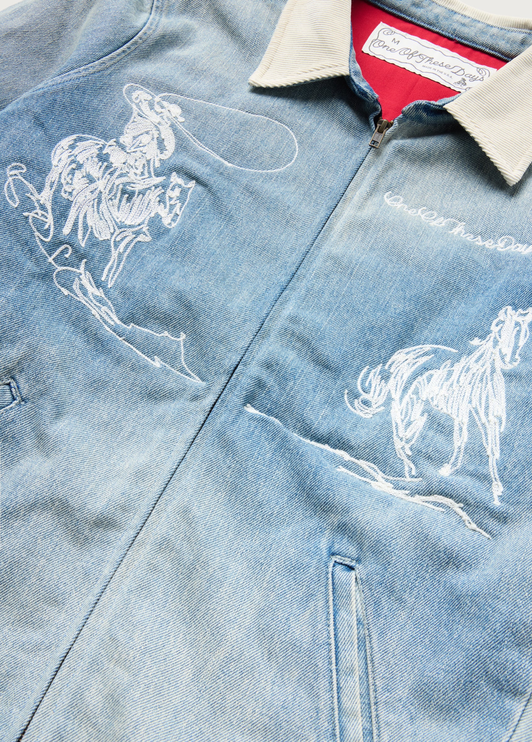 Chain-Stitched Leisure Jacket | Light Washed Denim - Image 4