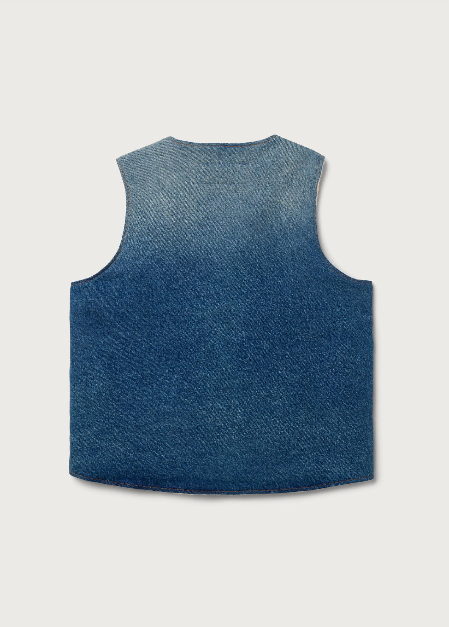 Denim Sherpa Lined Vest | Washed Indigo - Image 2