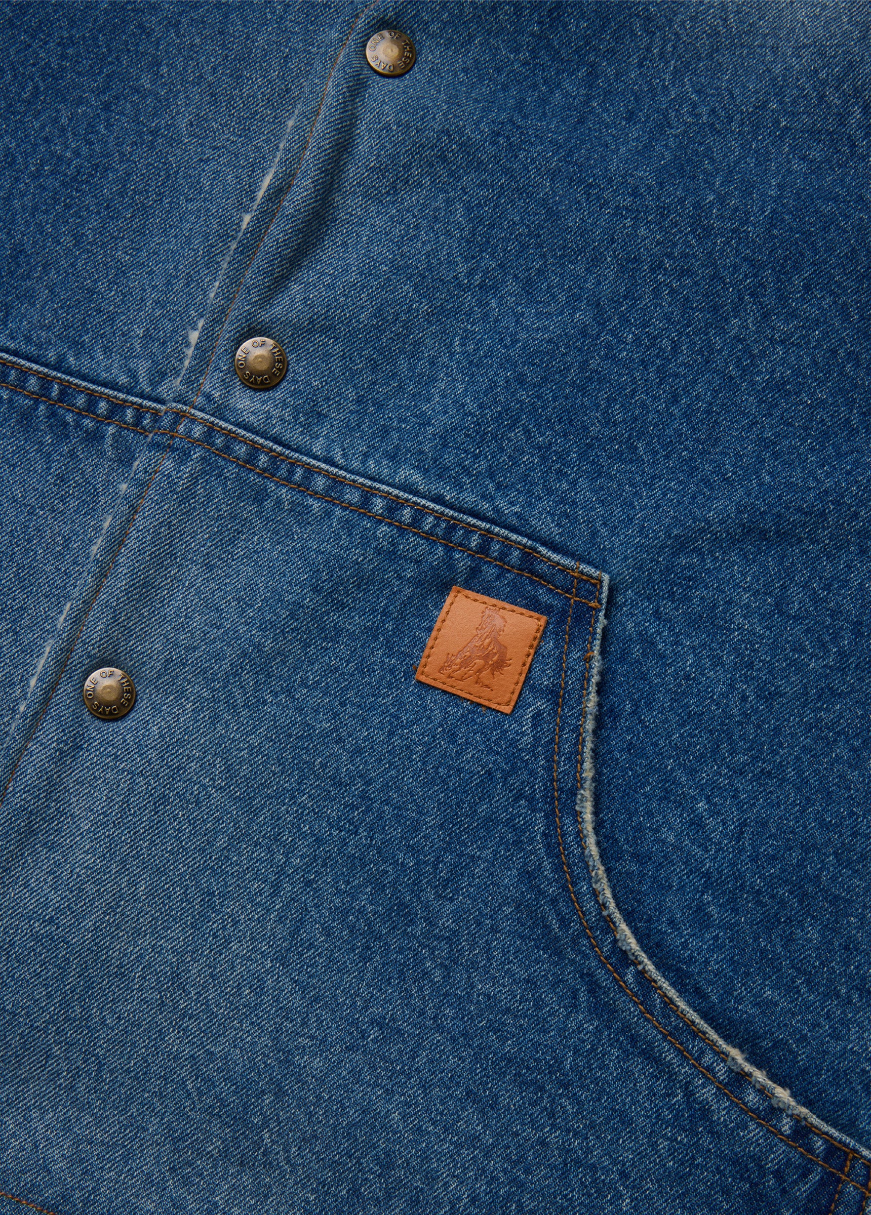 Denim Sherpa Lined Vest | Washed Indigo - Image 3