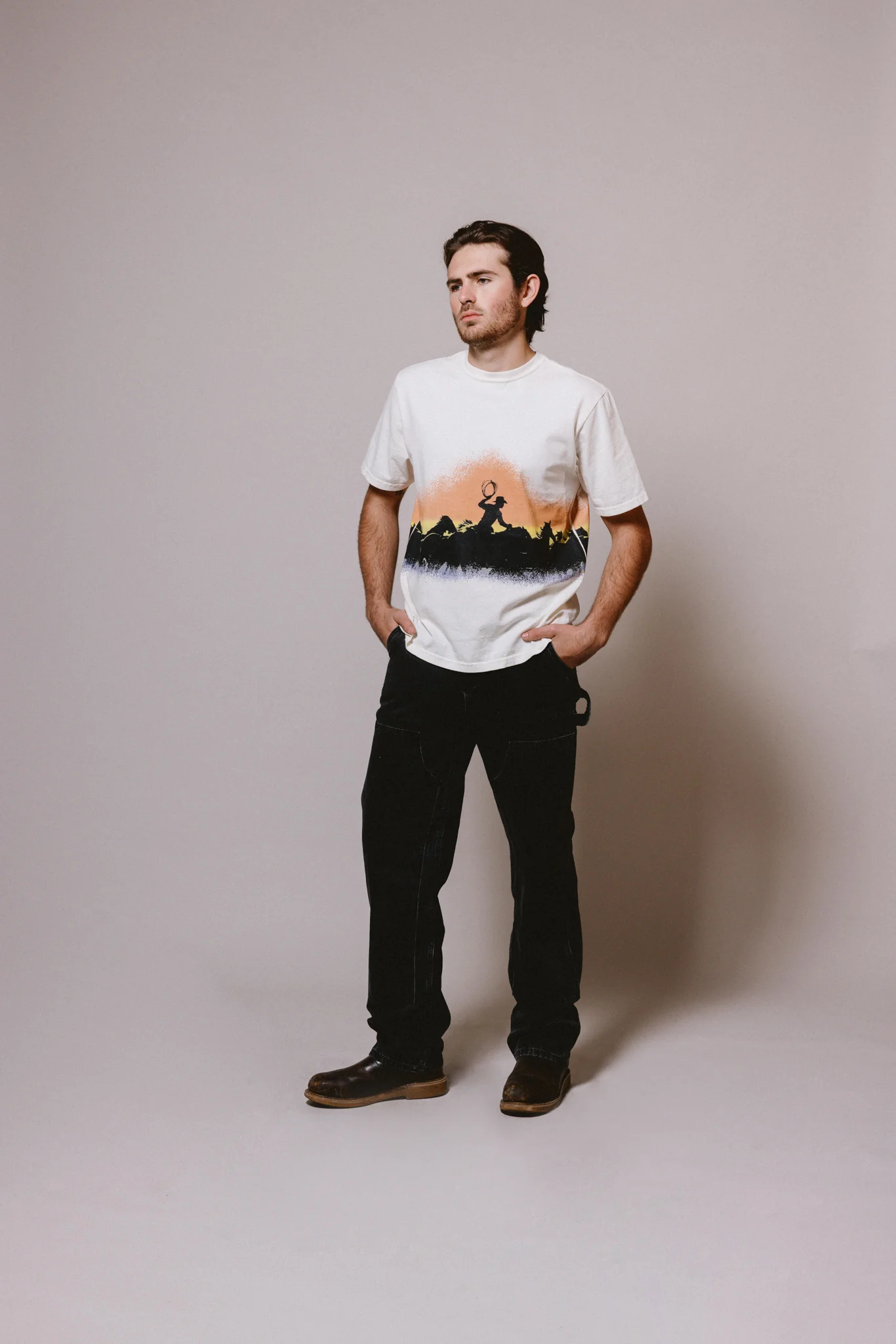 Driftin' Back T-Shirt - Sunset | Bone - Image 5