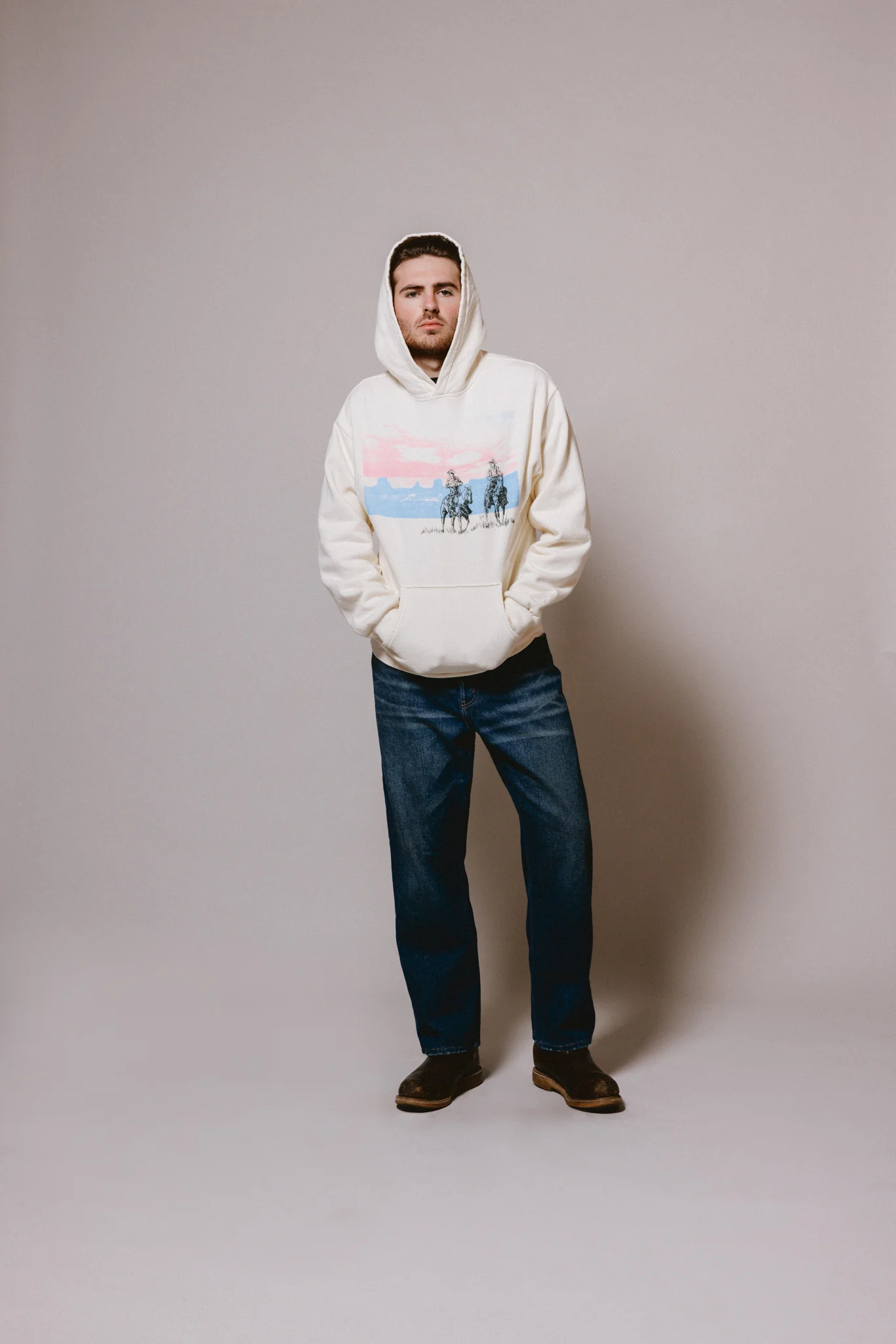 Drifting A Blue Hooded Sweatshirt | Bone - Image 3