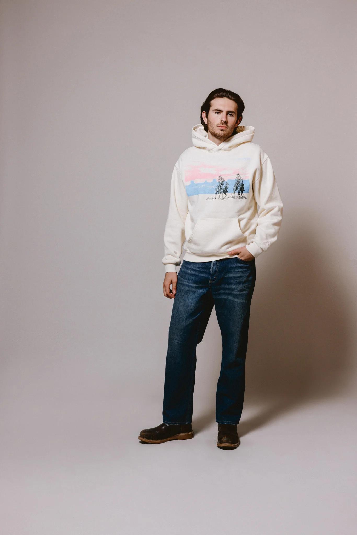 Drifting A Blue Hooded Sweatshirt | Bone - Image 4