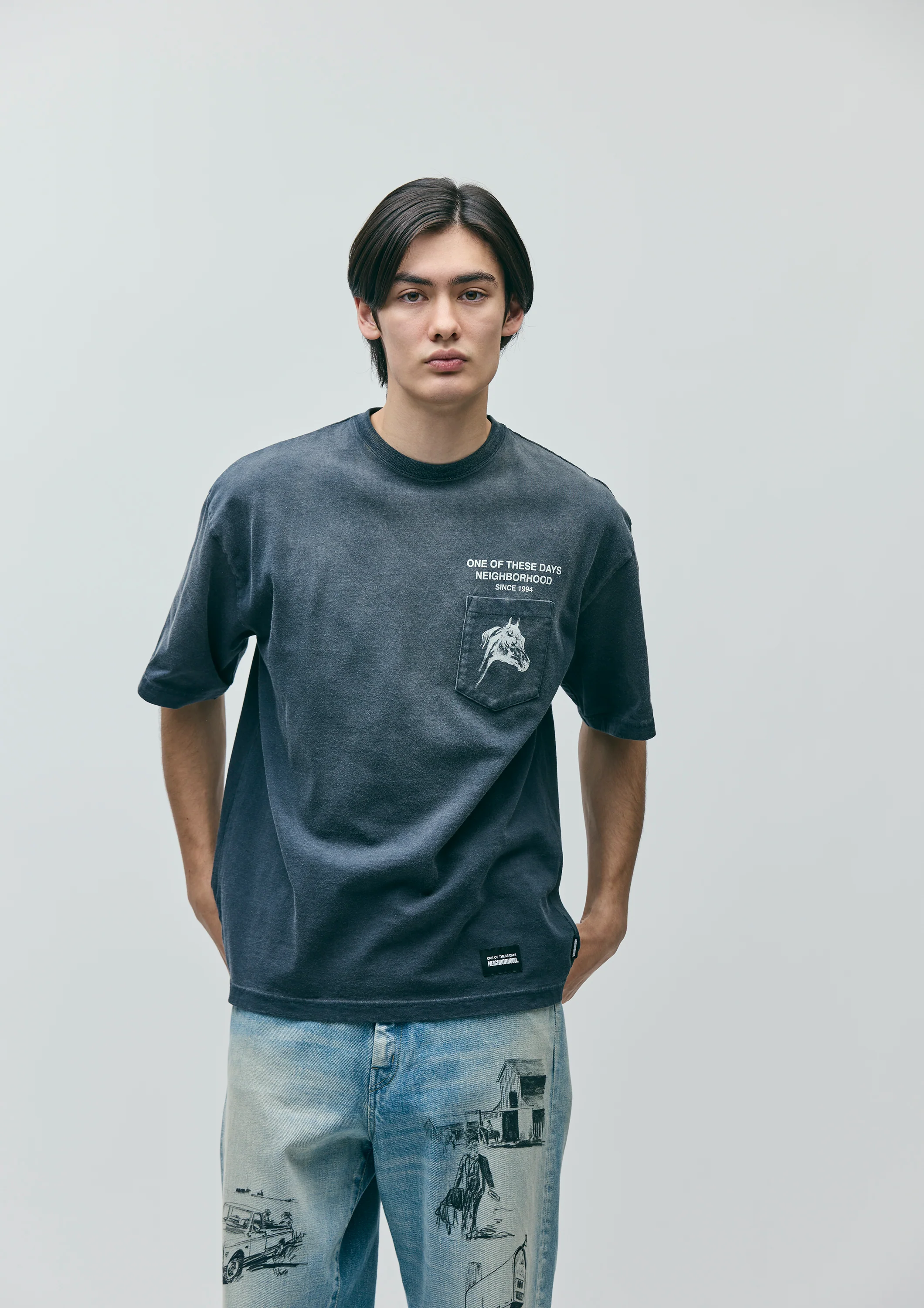 NBHD/OTD - Horse Head Tee | Sun Faded Black - Image 3
