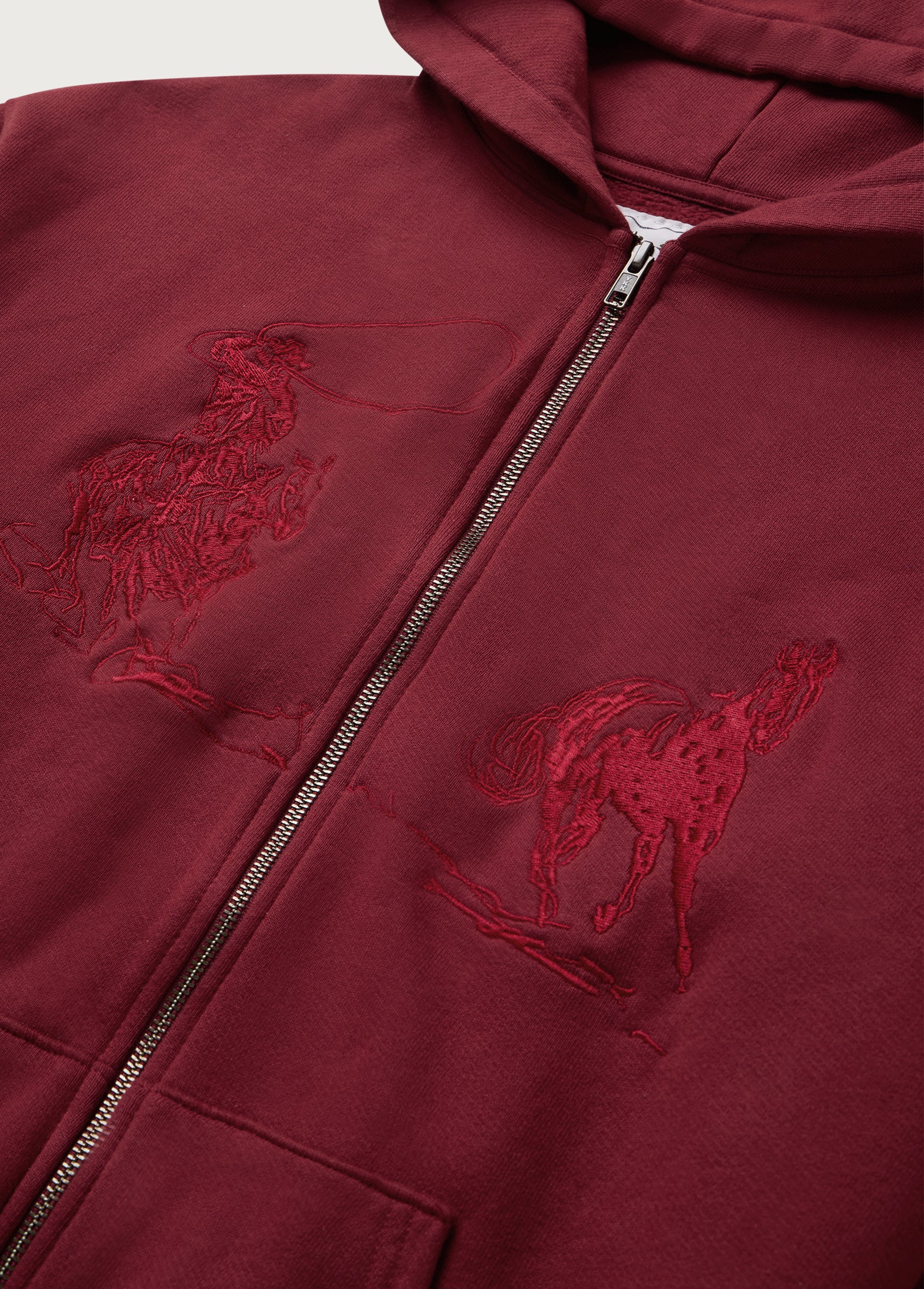 Into The Distance Zip Up Hoodie | Washed Burgundy - Image 3