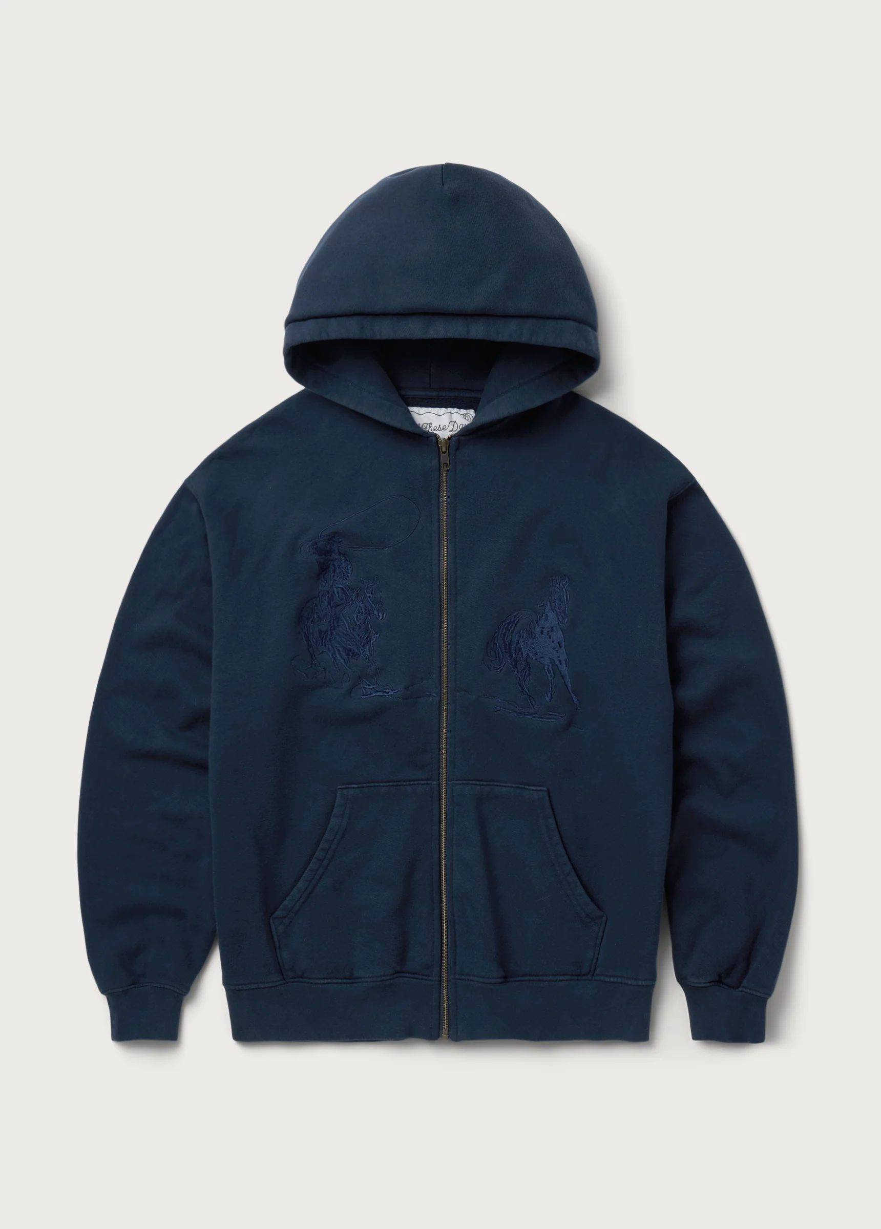 Into The Distance Zip Up Hoodie | Washed Navy