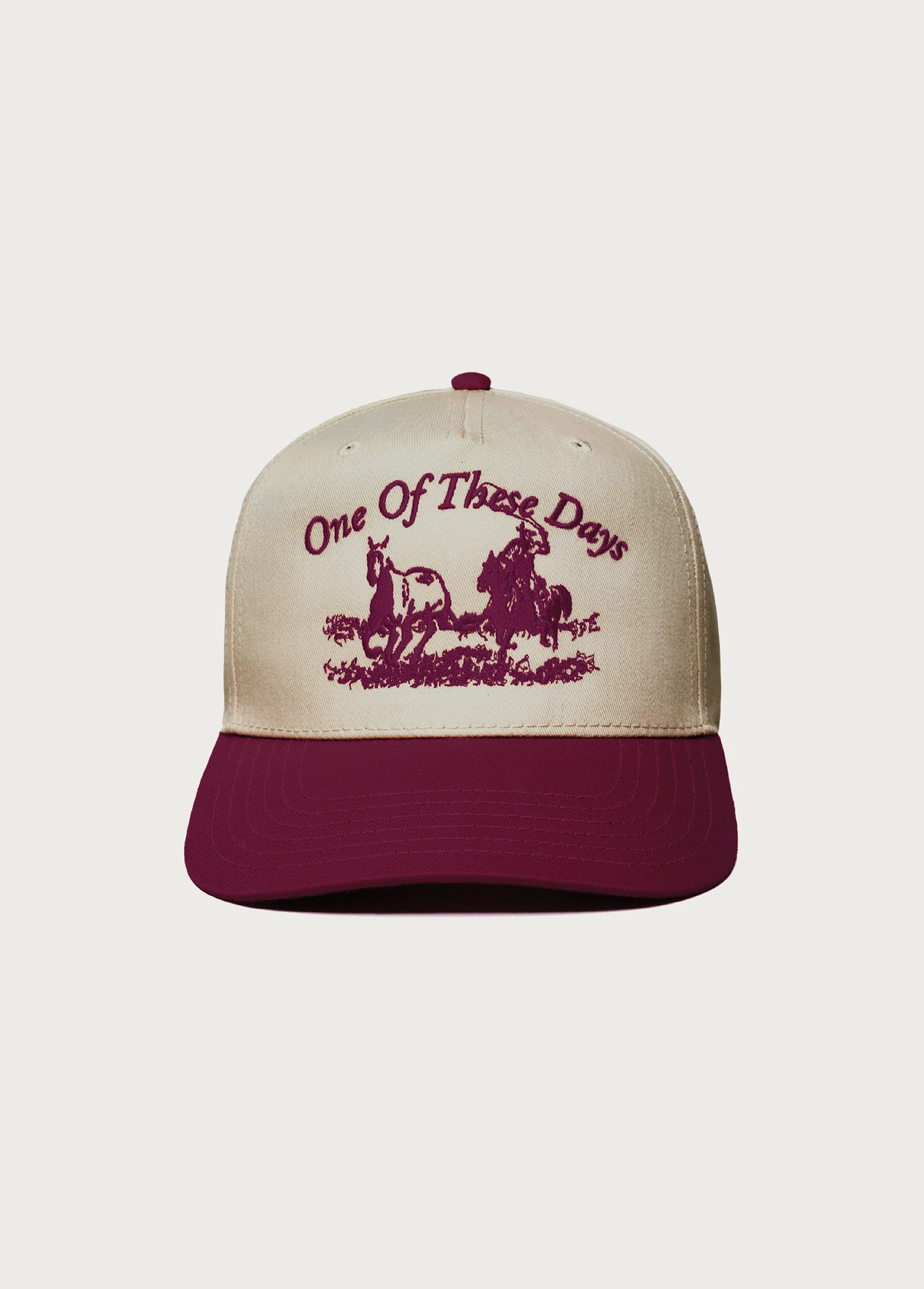 Just For A Moment 5 Panel Hat | Khaki/Burgundy
