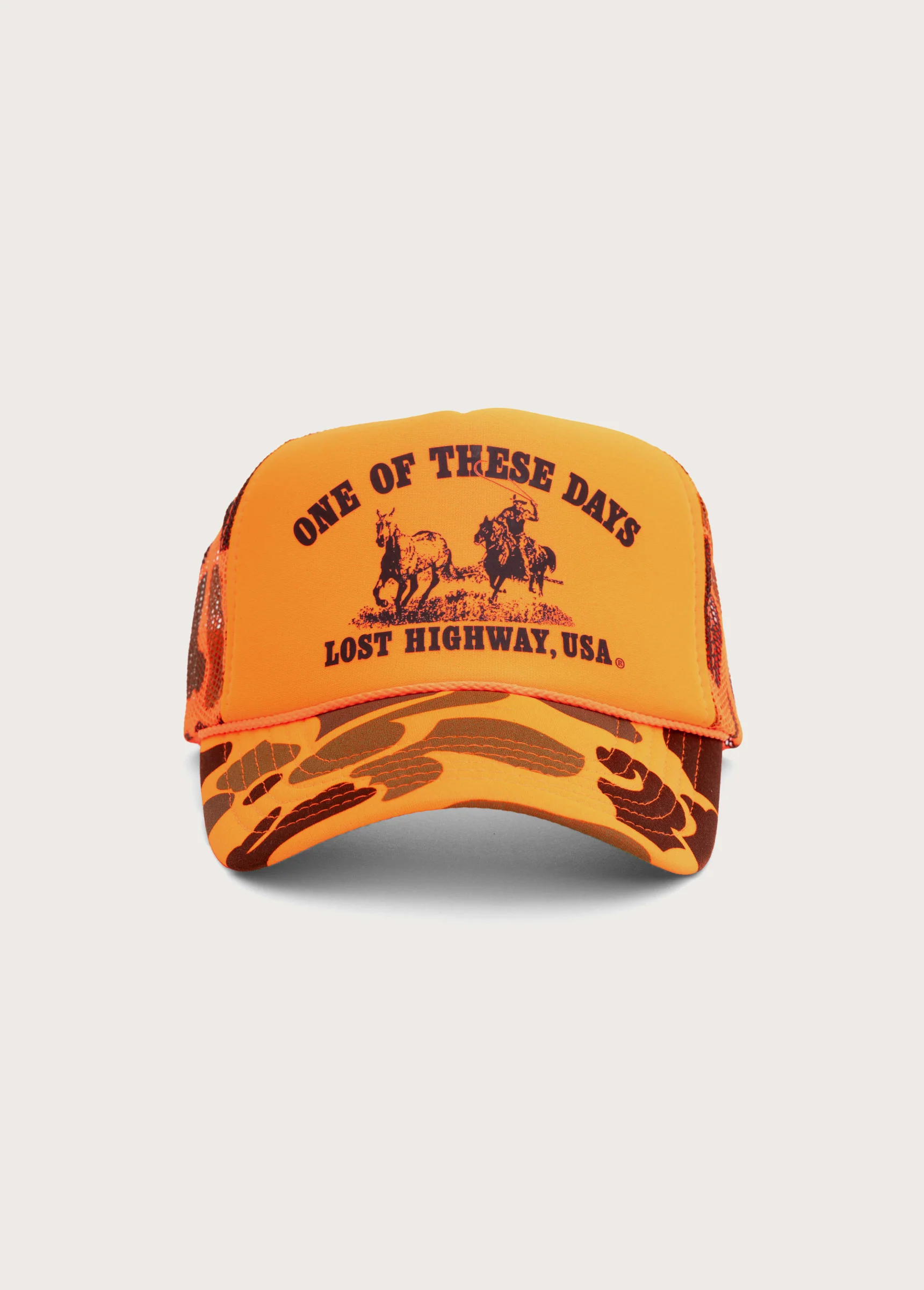 Lost Highway Foam Trucker Hat | Orange Camo