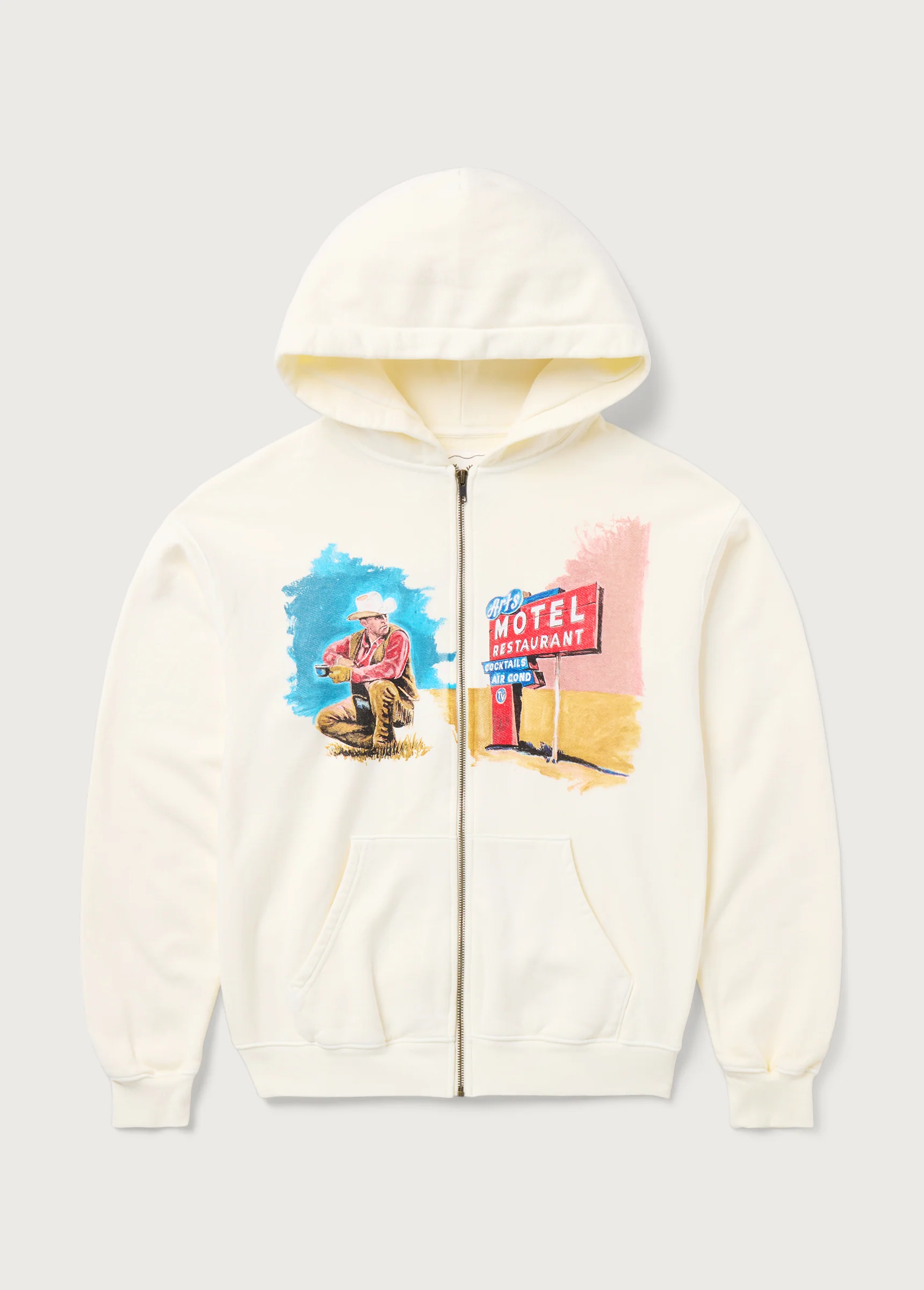 Mornings First Remark Zip Up Hoodie | Bone