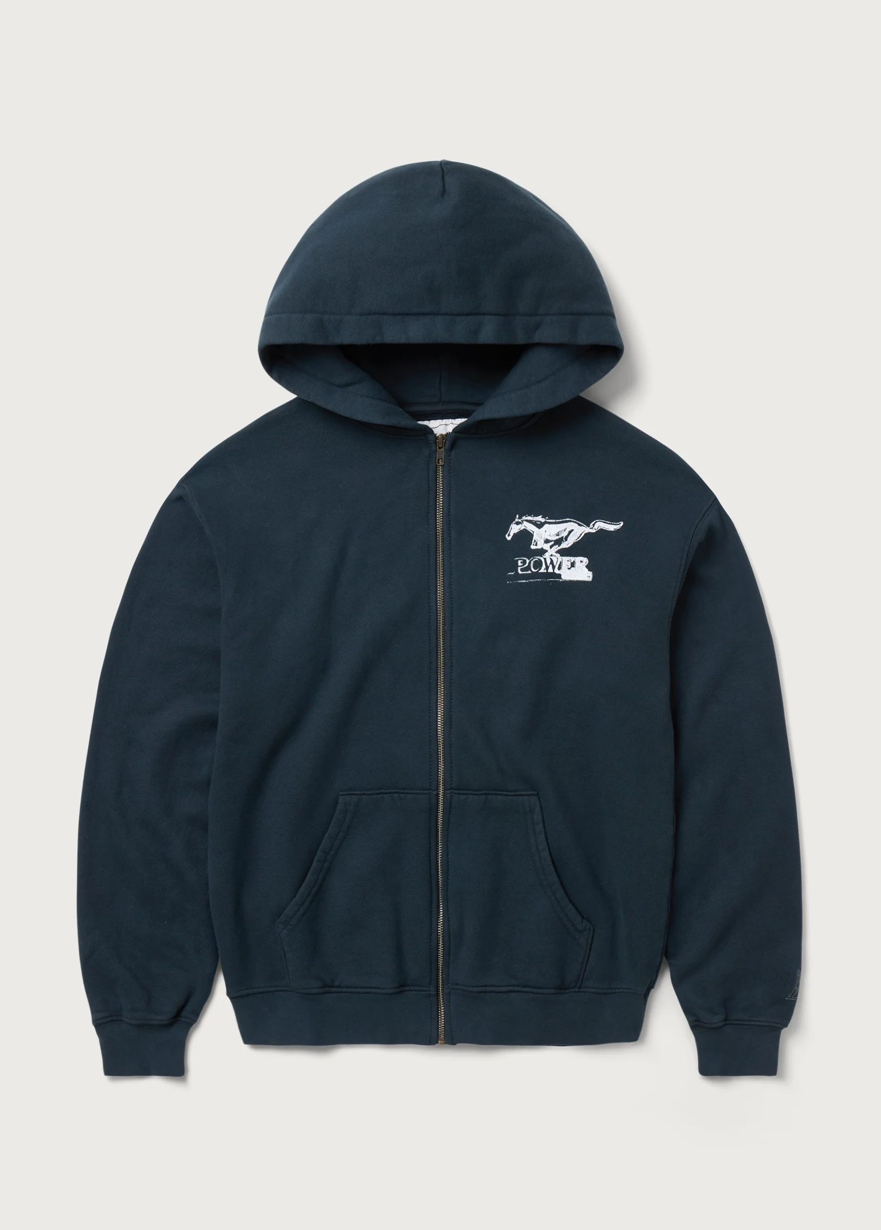 Mustang Cross Zip Up Hoodie | Washed Black