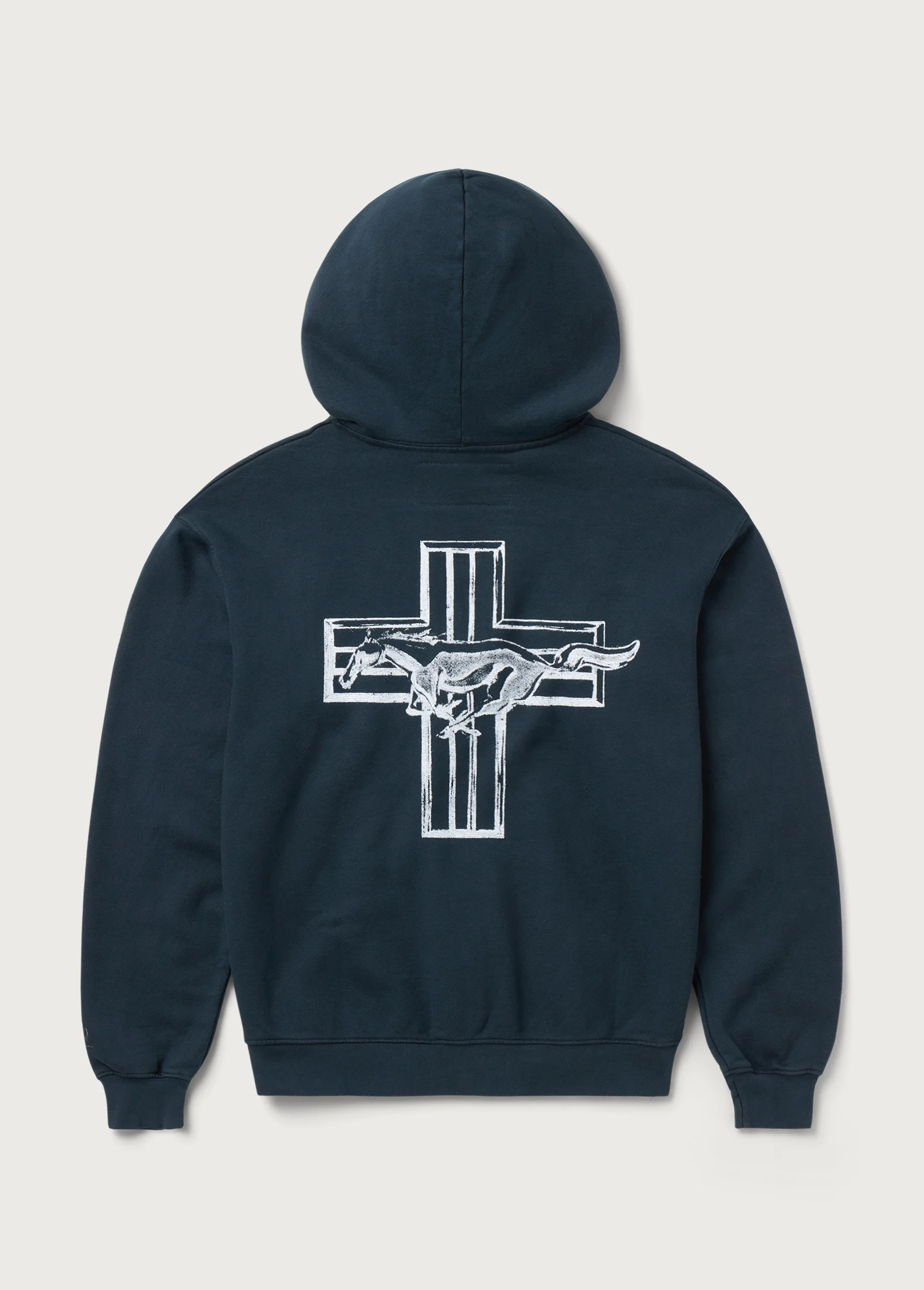 Mustang Cross Zip Up Hoodie | Washed Black - Image 2