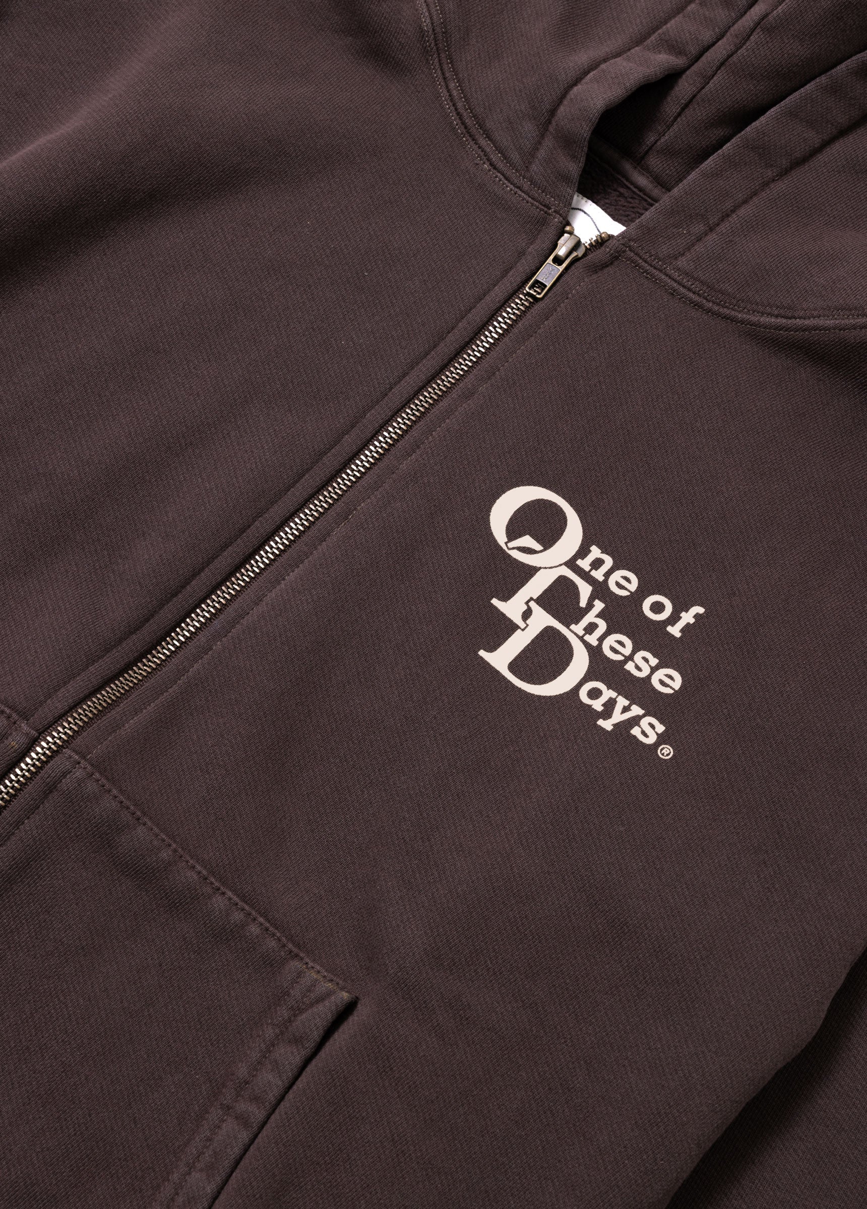 OTD Stacked Logo Zip Up Sweatshirt | Dark Brown - Image 3