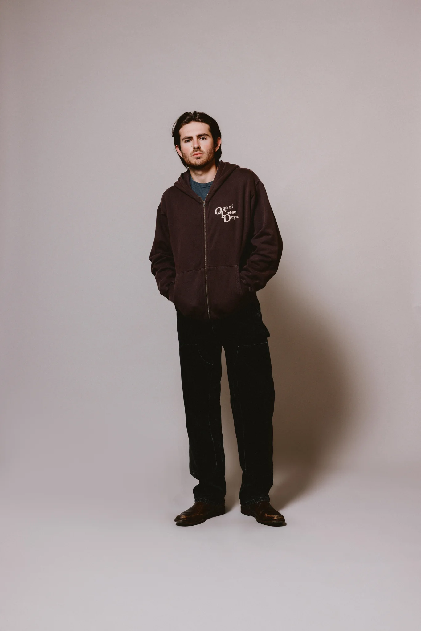 OTD Stacked Logo Zip Up Sweatshirt | Dark Brown - Image 4