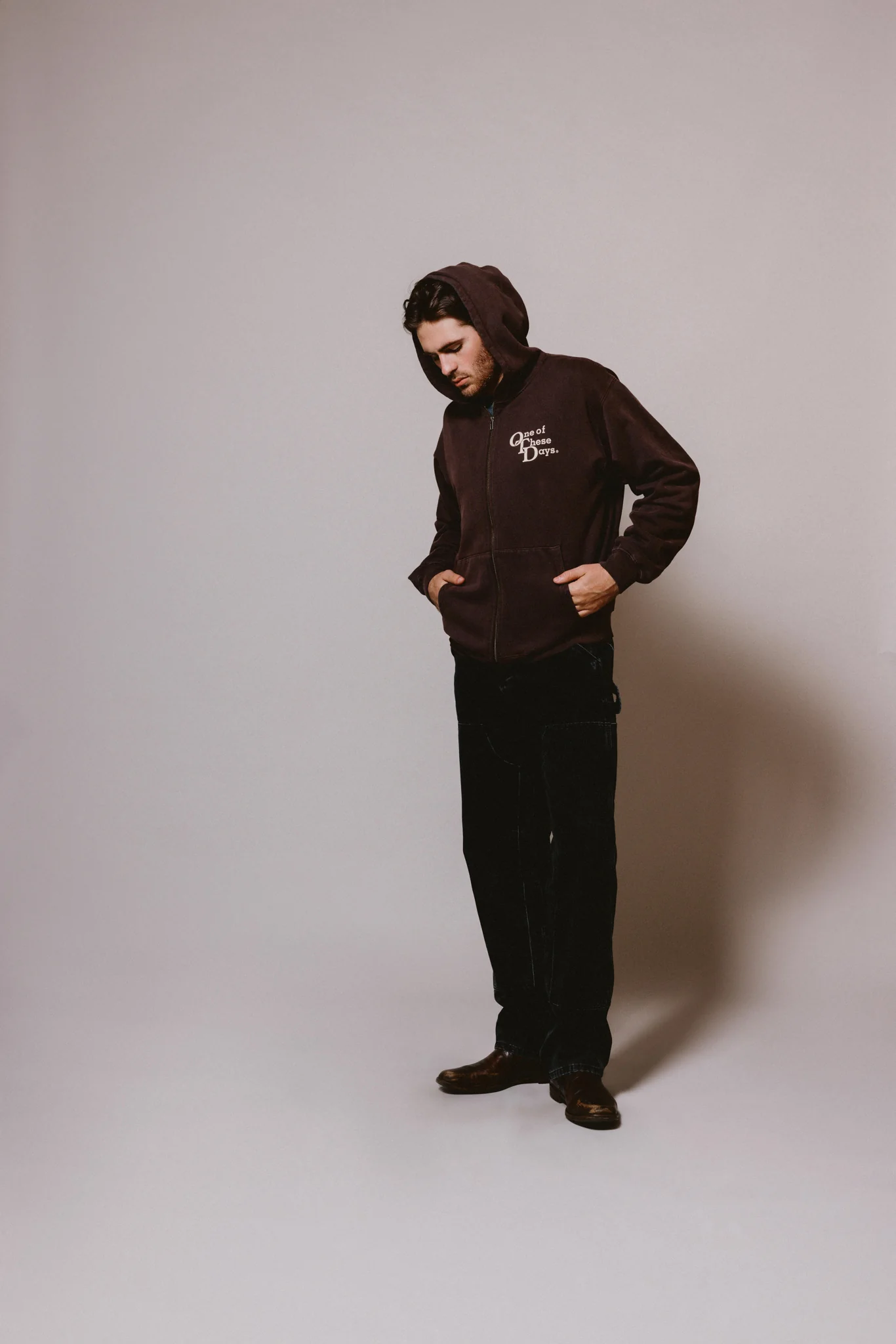 OTD Stacked Logo Zip Up Sweatshirt | Dark Brown - Image 6