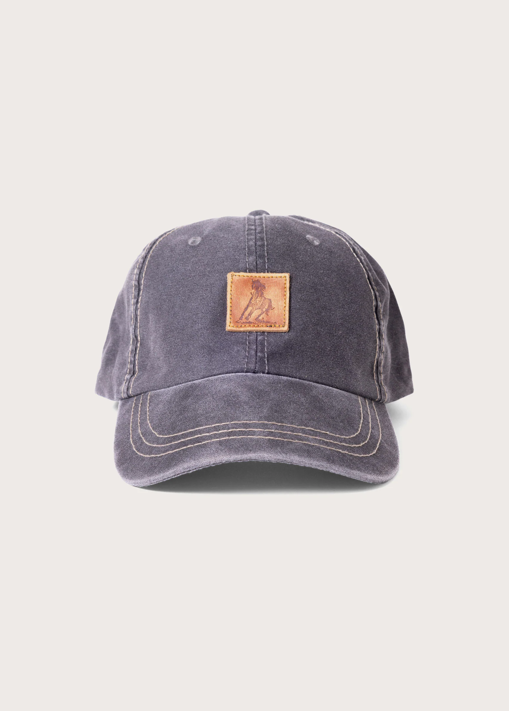 Running Horse Leather Patch Hat | Charcoal