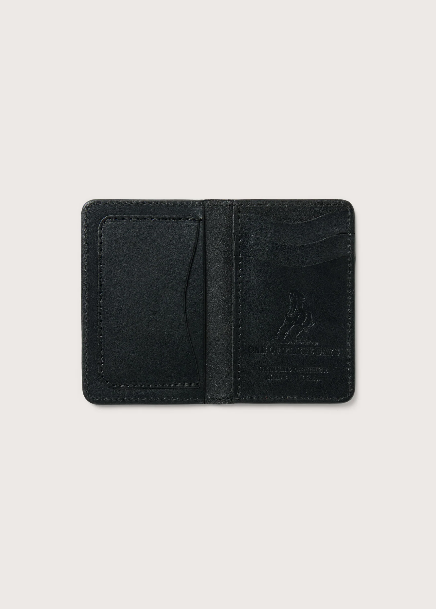 Running Horse Logo Leather Card Holder USA | Black - Image 3