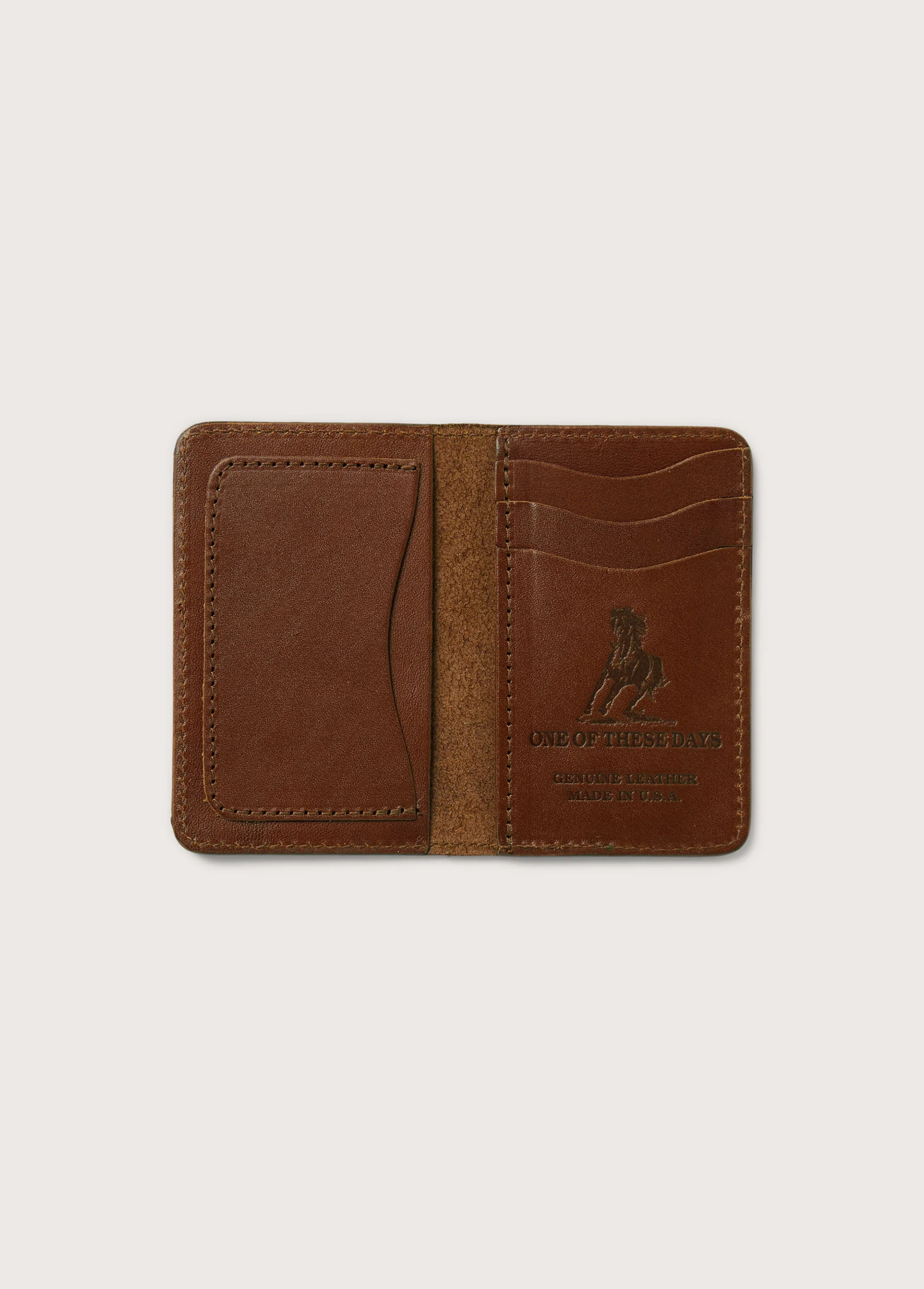 Running Horse Logo Leather Card Holder USA | Brown - Image 3