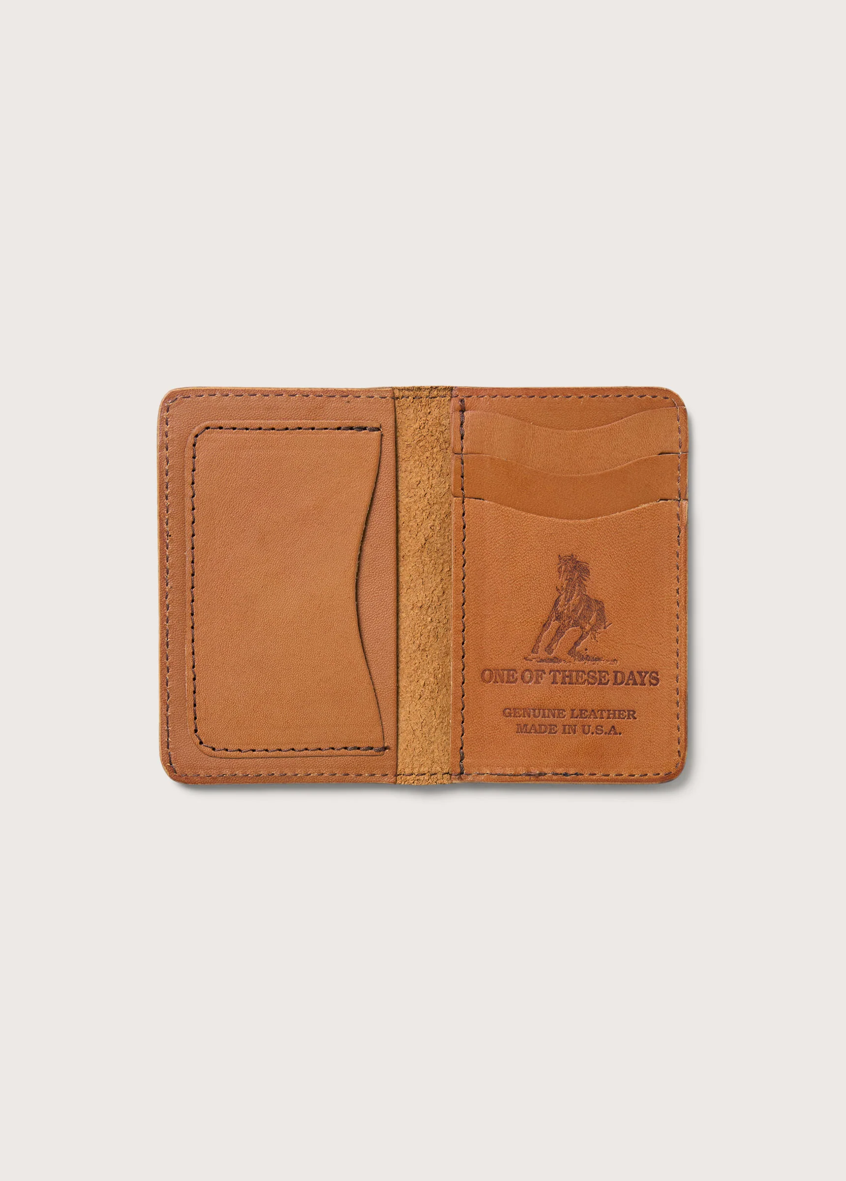 Running Horse Logo Leather Card Holder USA | Tan - Image 3