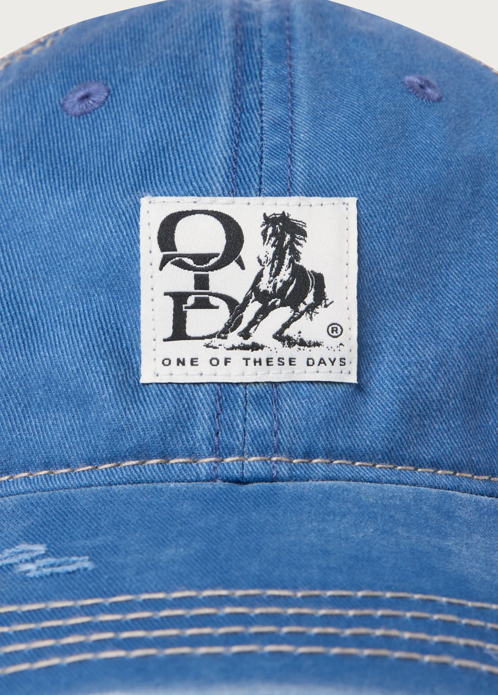 OTD Woven Horse Distressed Trucker Hat | Blue - Image 4