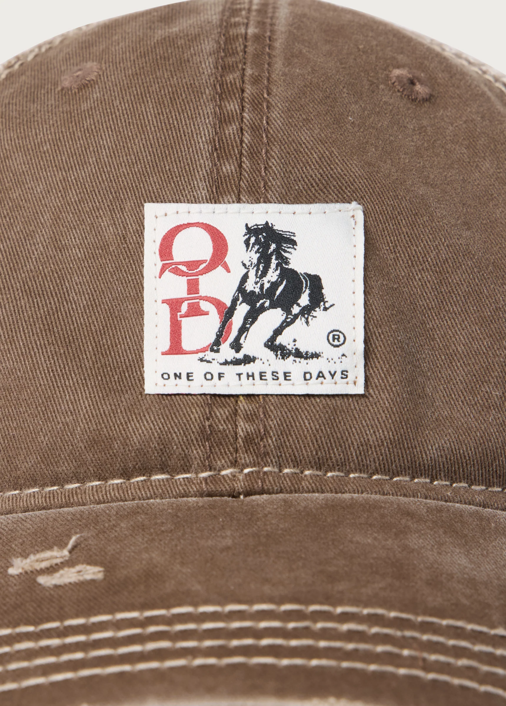 OTD Woven Horse Distressed Trucker Hat | Brown - Image 4