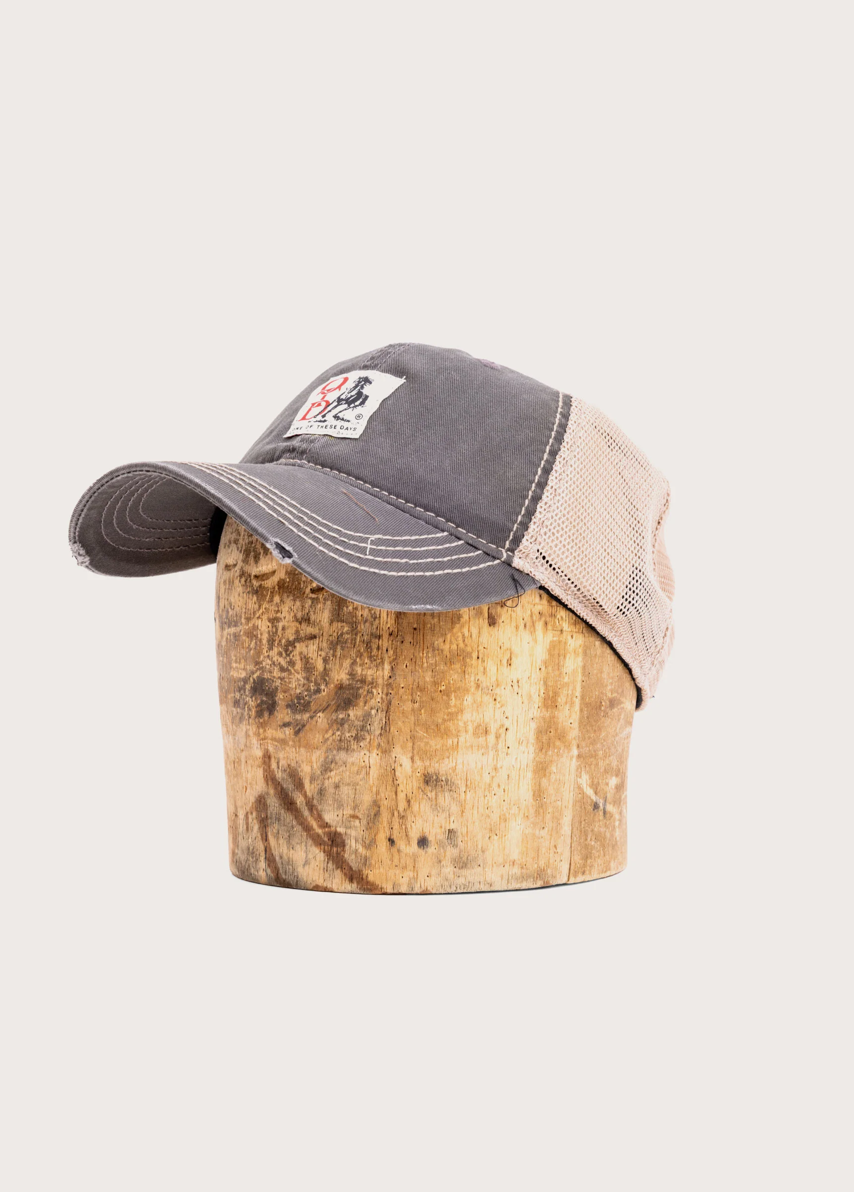 OTD Woven Horse Distressed Trucker Hat | Charcoal - Image 2