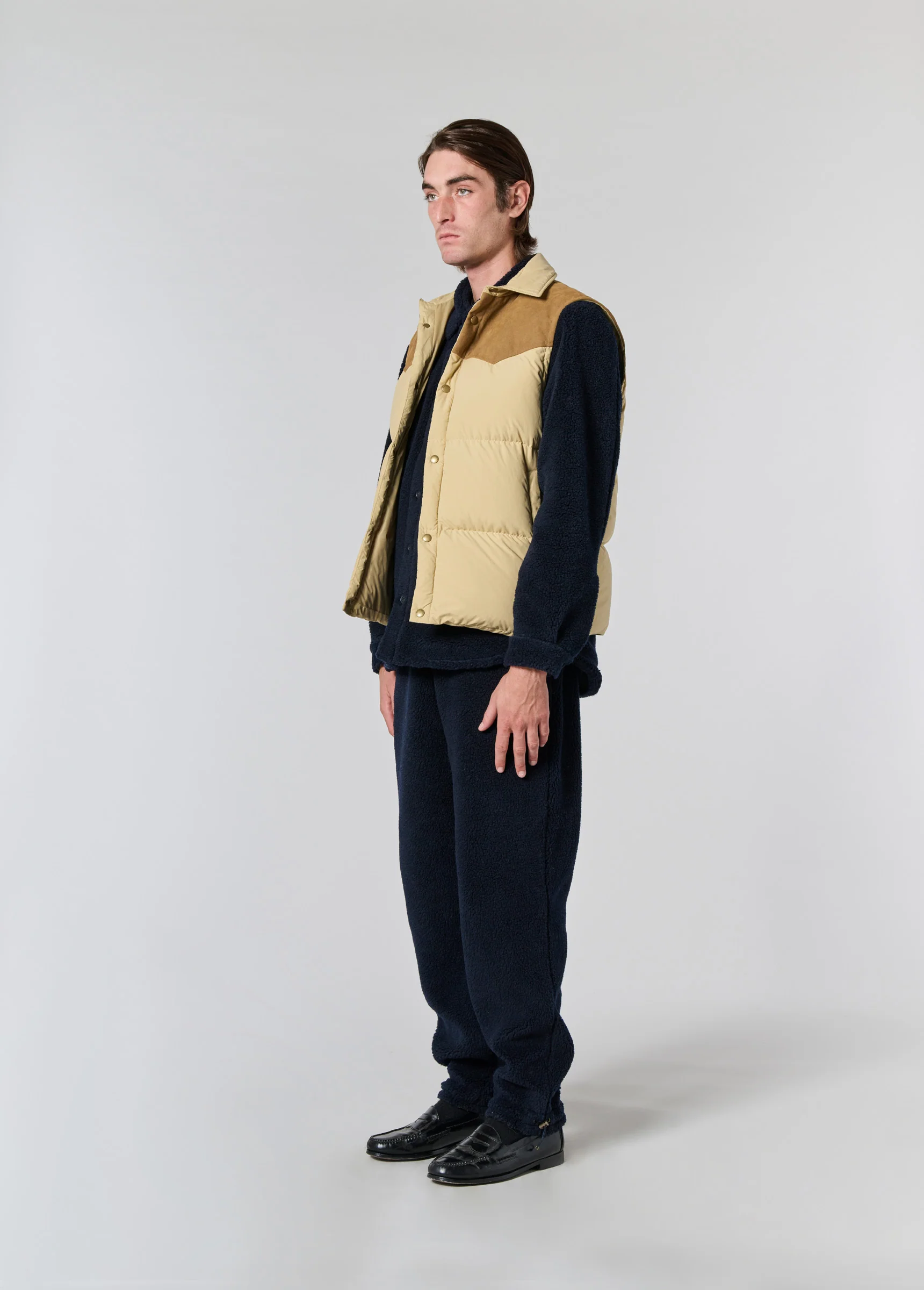 Suede Puffer Vest | Tan - Image 4