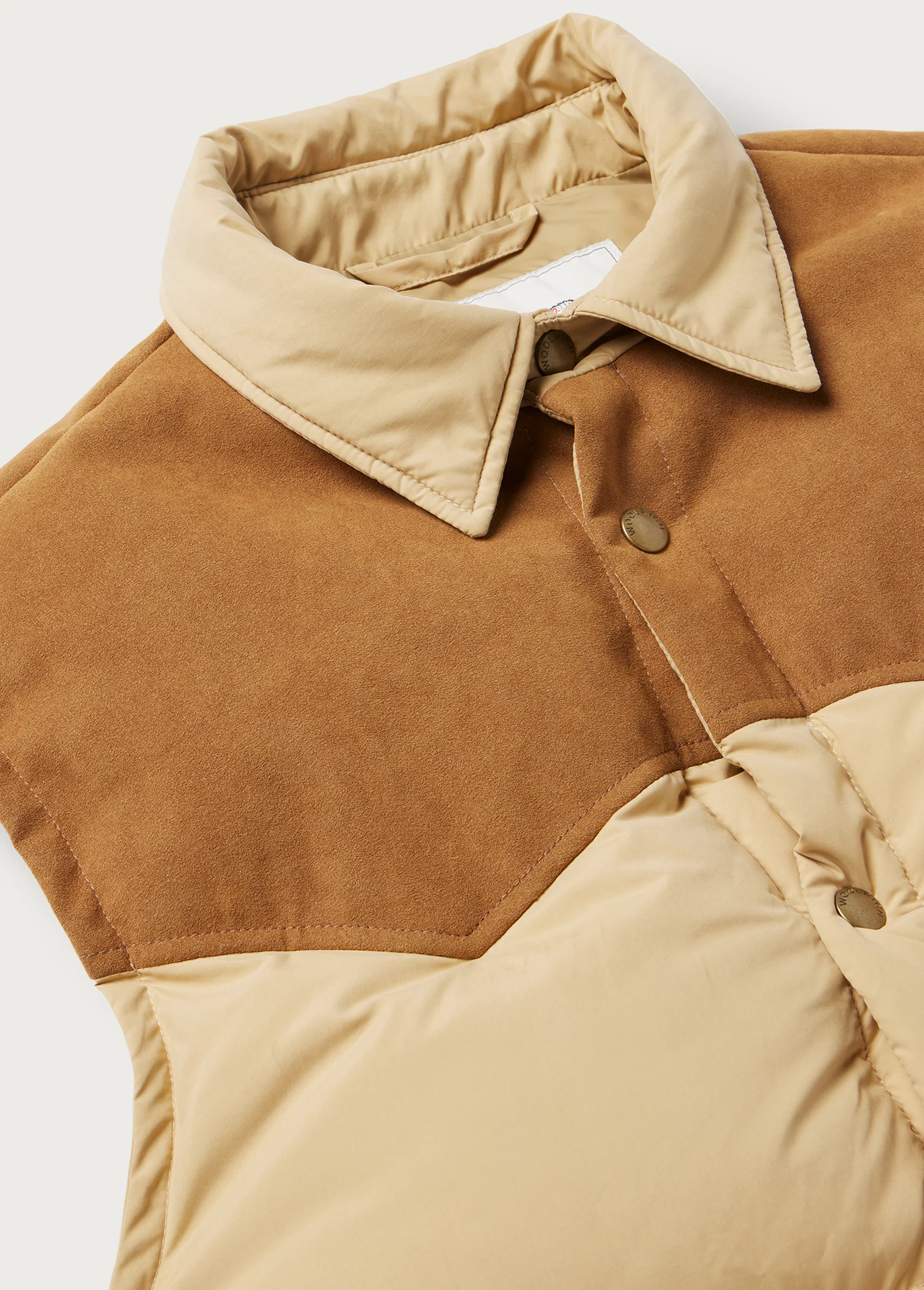 Suede Puffer Vest | Tan - Image 5