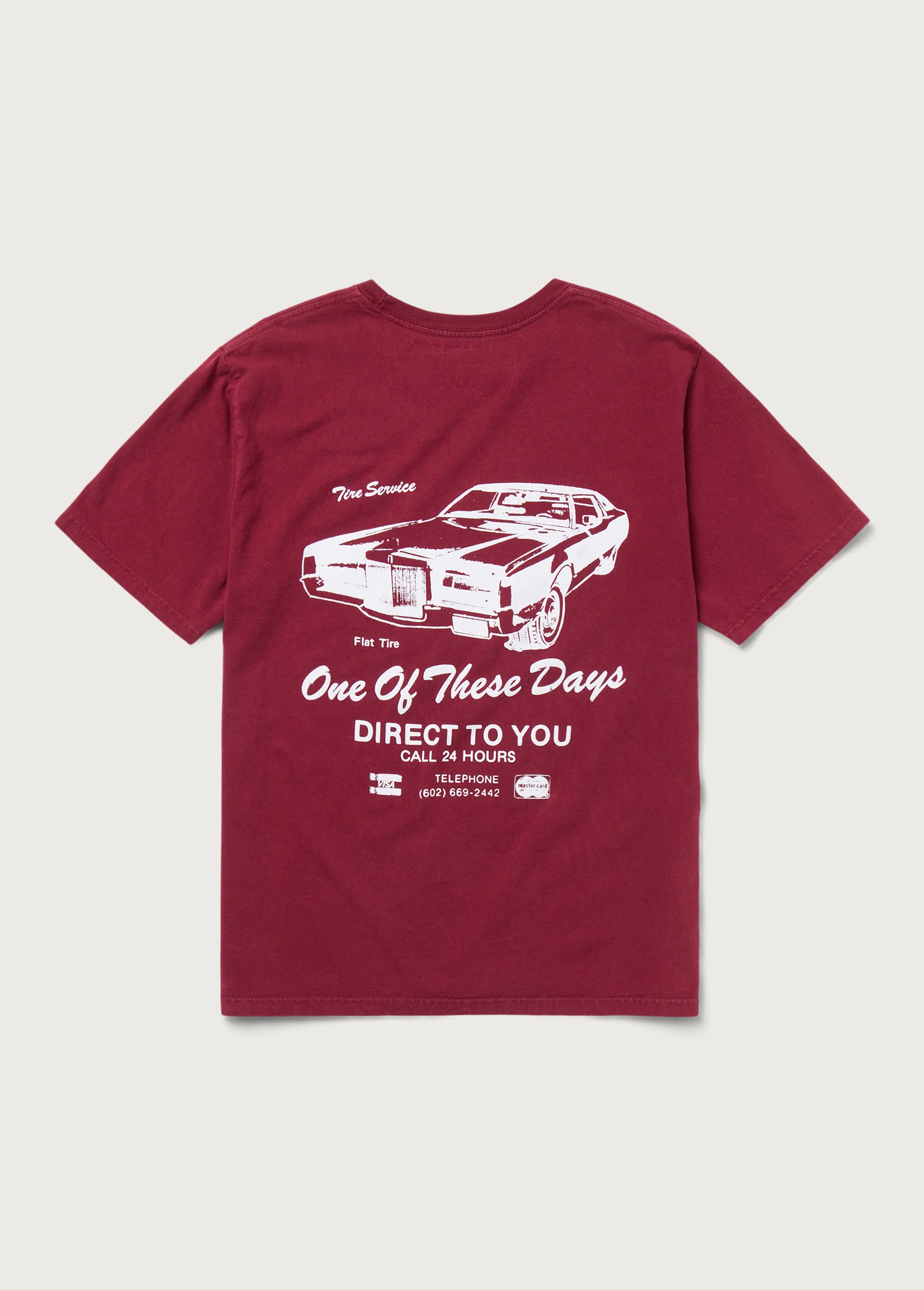 Tire Service T-Shirt | Washed Burgundy - Image 2
