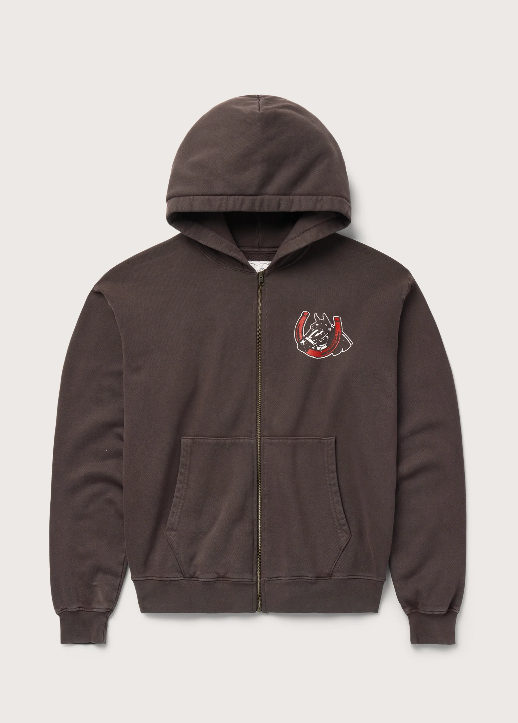 Valley Riders Zip Up Hooded Sweatshirt | Sun Faded Washed Brown