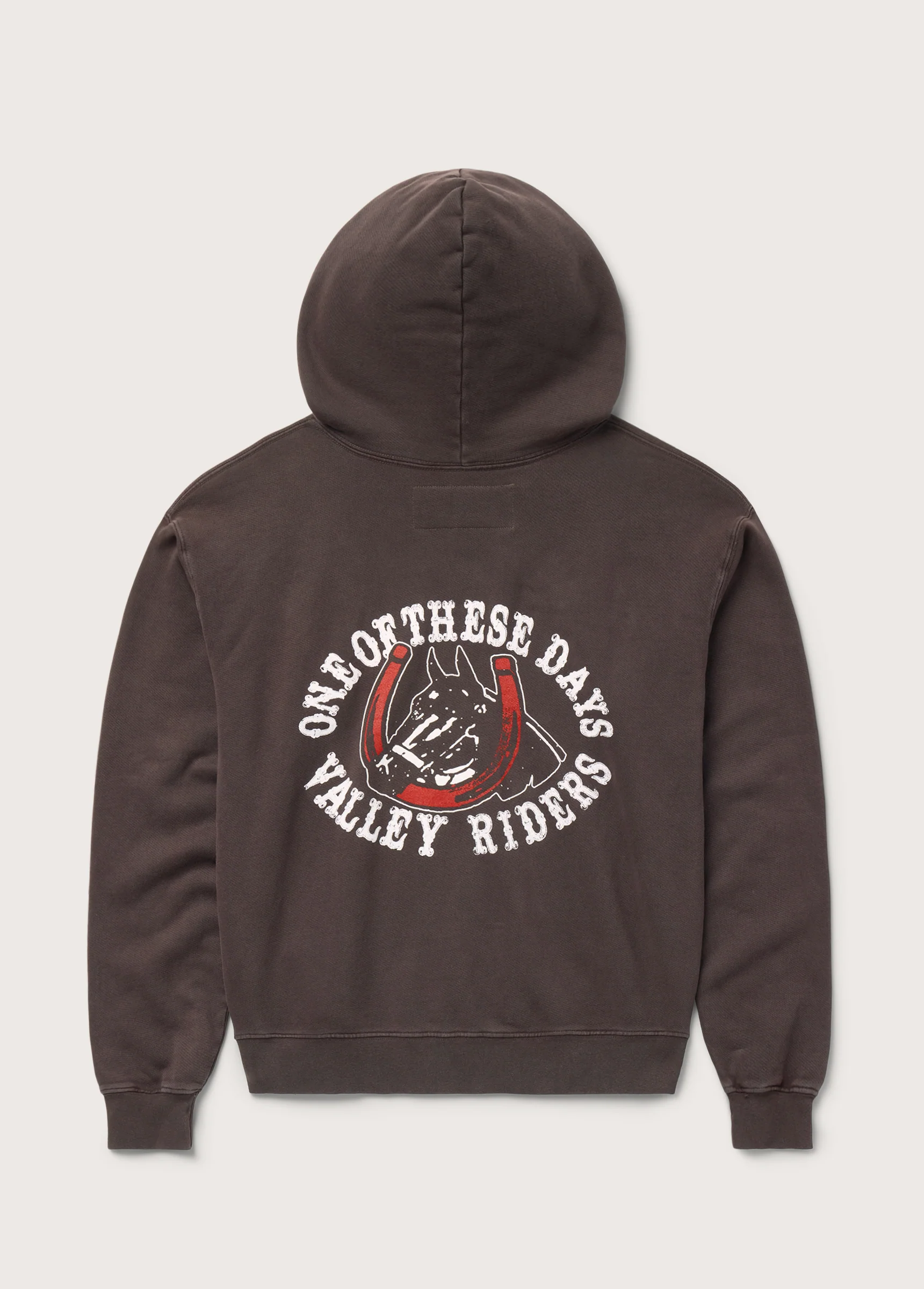 Valley Riders Zip Up Hooded Sweatshirt | Sun Faded Washed Brown - Image 2